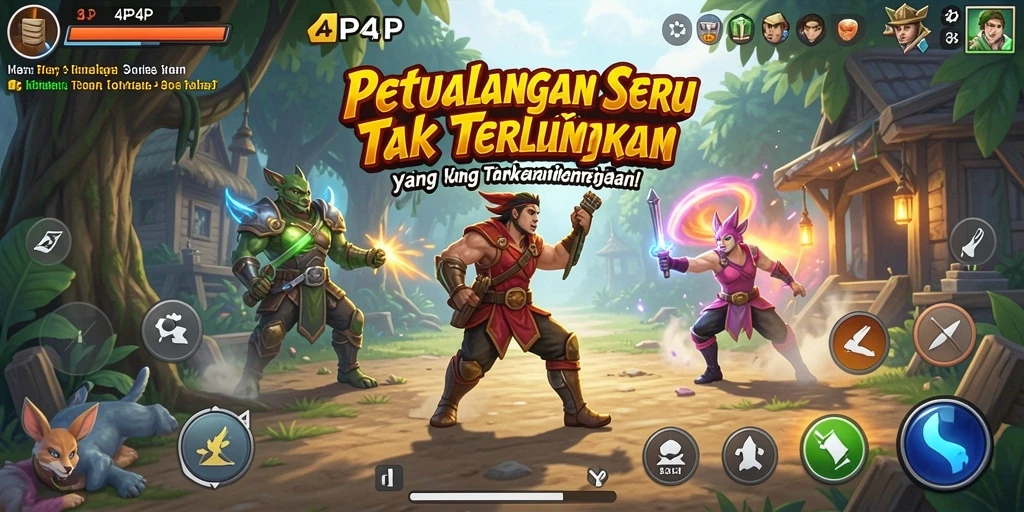 Tampilan gameplay <strong>4P4P</strong> yang penuh aksi dalam dunia petualangan.