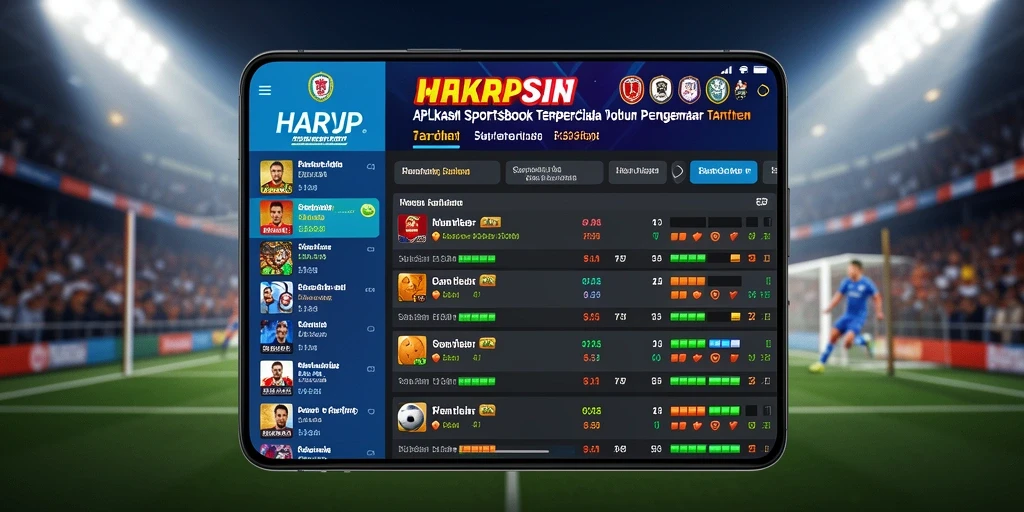 Screenshot utama HARAPJP menampilkan antarmuka Sportsbook yang menarik.
