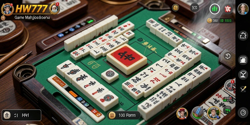 Screenshot utama HW777 menampilkan gameplay Mahjong yang seru dan menantang.