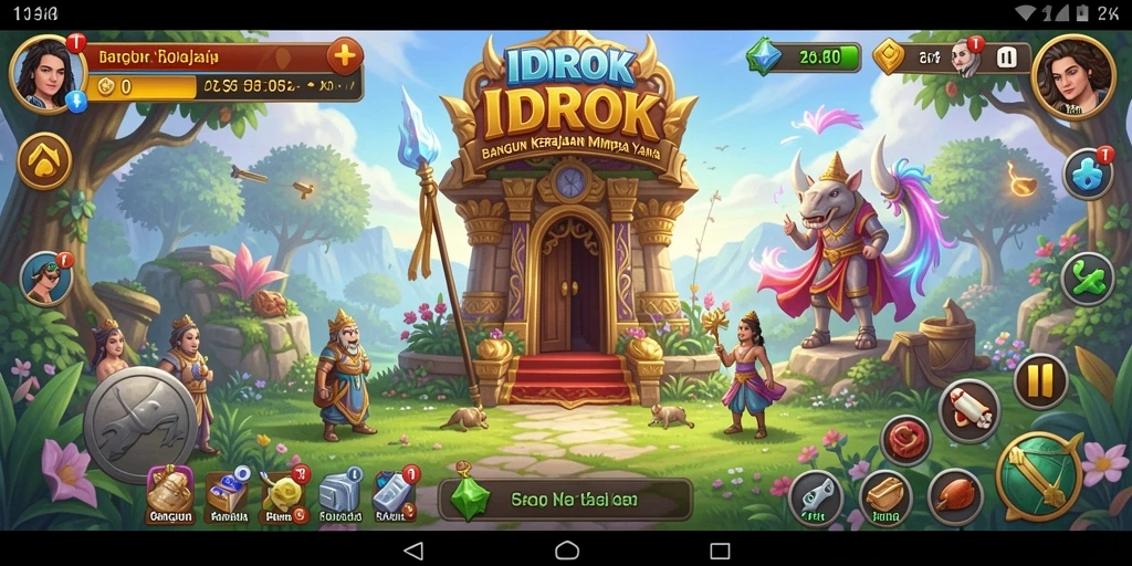 Tampilan gameplay <strong>IDROK</strong> menunjukkan keseruan dalam membangun kerajaan bisnis.