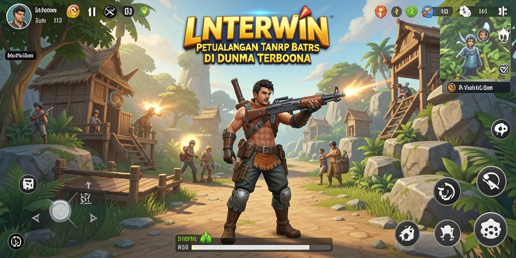 Screenshot LNTERWIN menampilkan aksi seru di dunia terbuka yang luas.