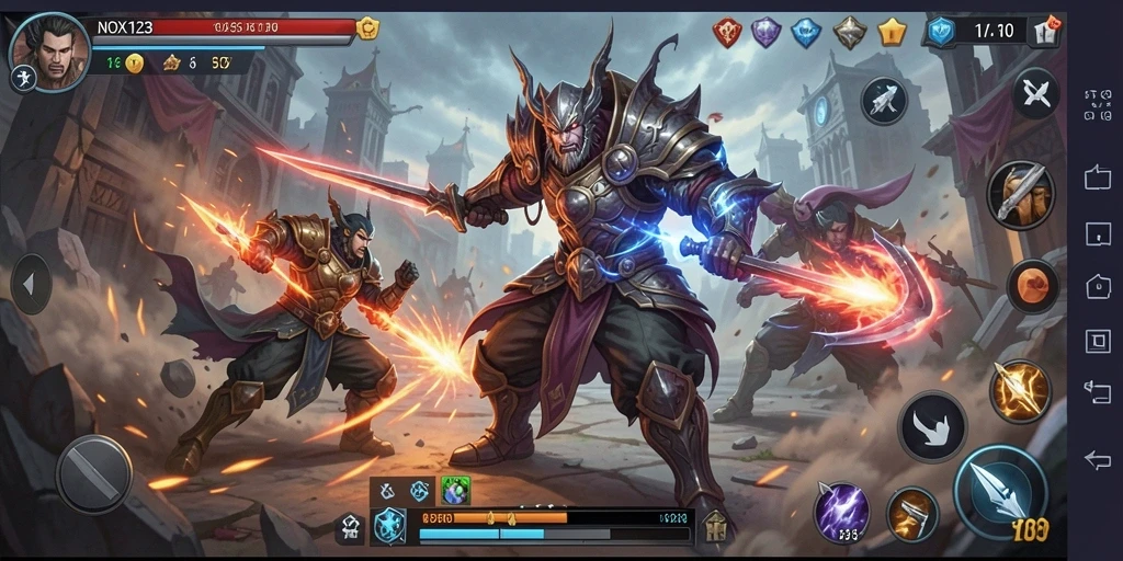 Tampilan pertarungan seru dalam game Fighting NOX123.