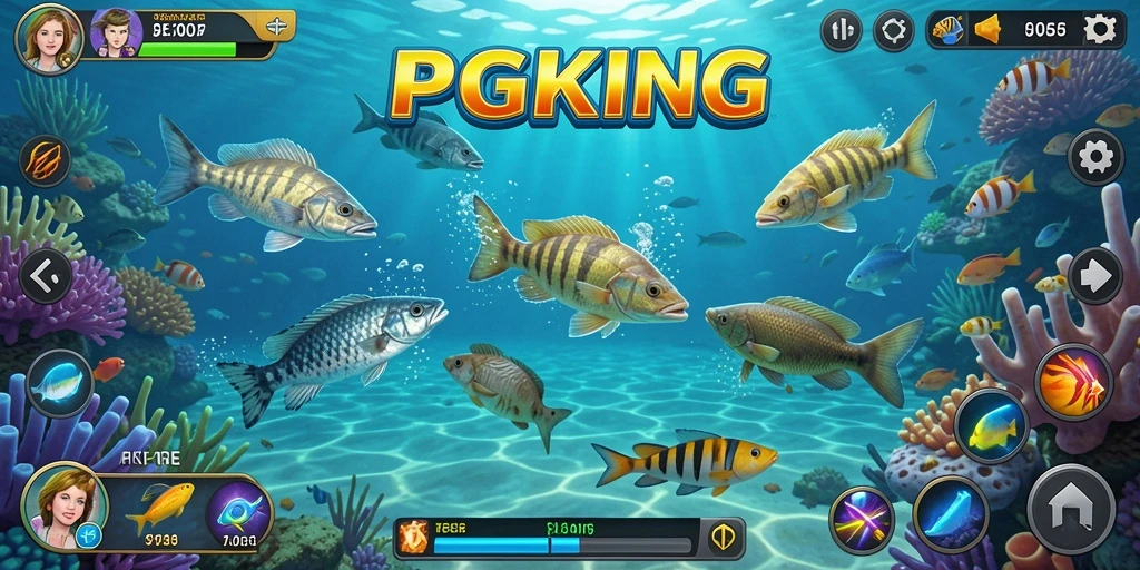 Gameplay seru PGKING menembak ikan yang berwarna-warni.