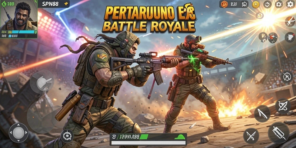 Gameplay seru dalam SPN88 Battle Royale dengan pertarungan yang intens.
