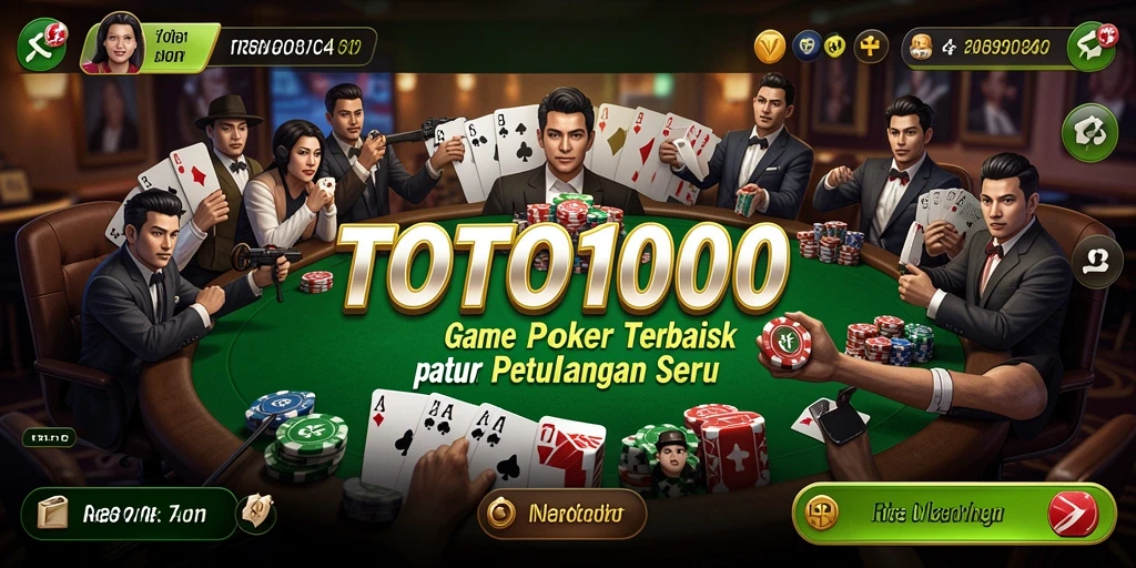 Tampilan gameplay Poker yang seru dan menantang di TOTO1000.