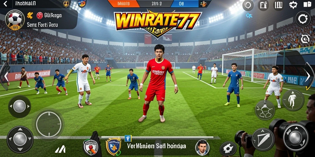 Tangkapan layar gameplay WINRATE777 menampilkan aksi olahraga yang intens.